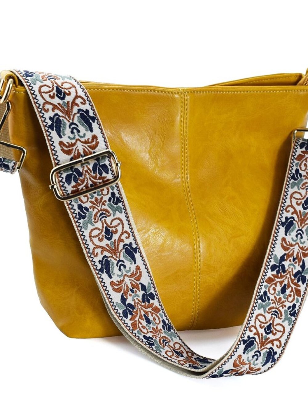 Hobo Bags Vegan Leather Crossbody Bag Guitar Strap Shoulder Purses with Zipper